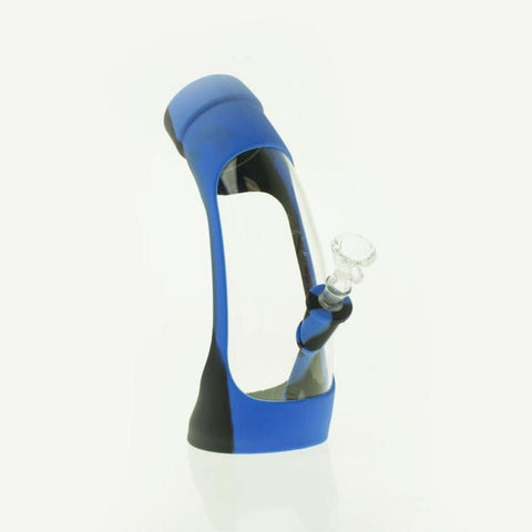 8.5" Silicone Horn Water Pipe - Blue/Black