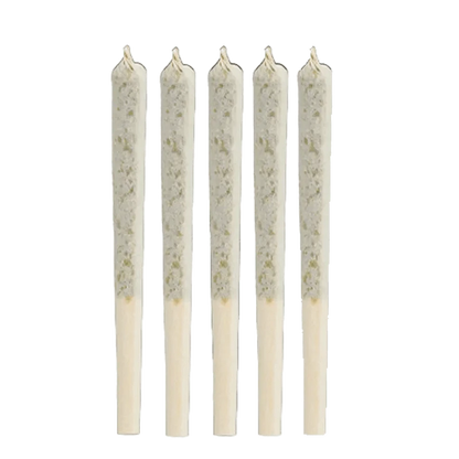 Close-up of the BC Organic Blue Dream Pre Rolled 3 x 0.5 g pre-rolls, arranged against a plain white background.