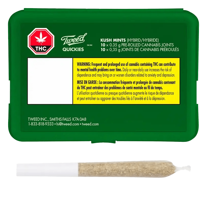 Tweed Quickies Kush Mints High THC Pre-Rolled Joints: Lowest Price