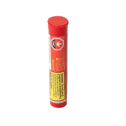 Close-up of the Sputnik Pre Rolled 1 x 0.4 g package with bold lettering against a dark background.