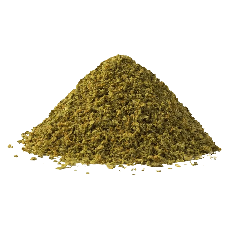 A close-up shot of the Sunny Daze product, showing a textured, granular surface with a warm, golden hue.