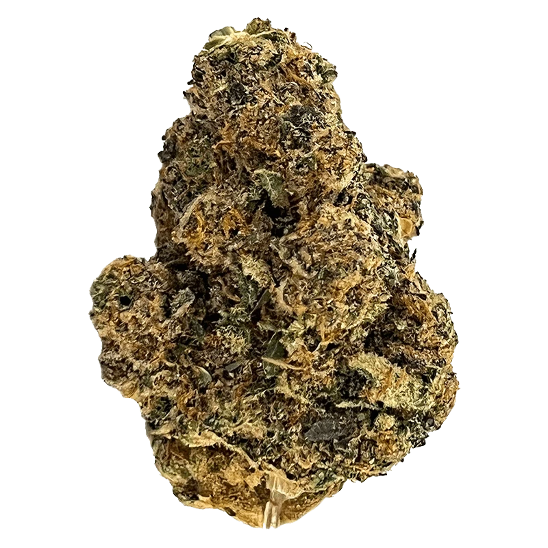 Close-up view of the Wes' Coast Kush with a textured, bud-like surface against a plain white background.