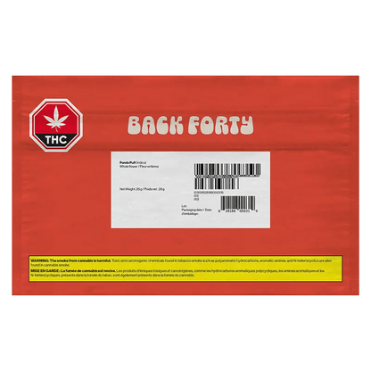 Front view of the Panda Puff packaging with bold text and a barcode, displayed against a dark background.