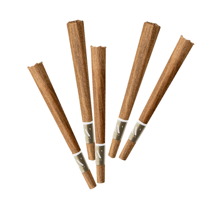 Top-down view of five brown rolled sticks arranged fan-like, labeled Craft Animal Face Cookies PR 5 x 1 g.