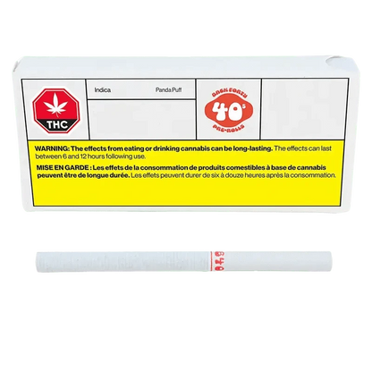 Front view of the Panda Puff Pre Rolled 10 x 0.35 g package with a warning label and colorful cannabis-themed graphics.