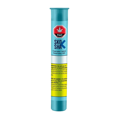 Front view of the Crab Cakes Pre Rolled 3 x 0.5 g packaging, featuring a colorful design and bold branding against a black background.