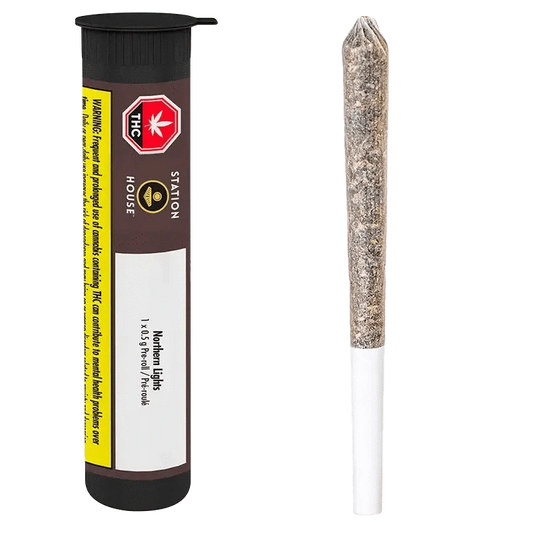 Front view of the Northern Lights Single Pre Rolled 1 x 0.5 g pre-roll package with a clean white label and black text.
