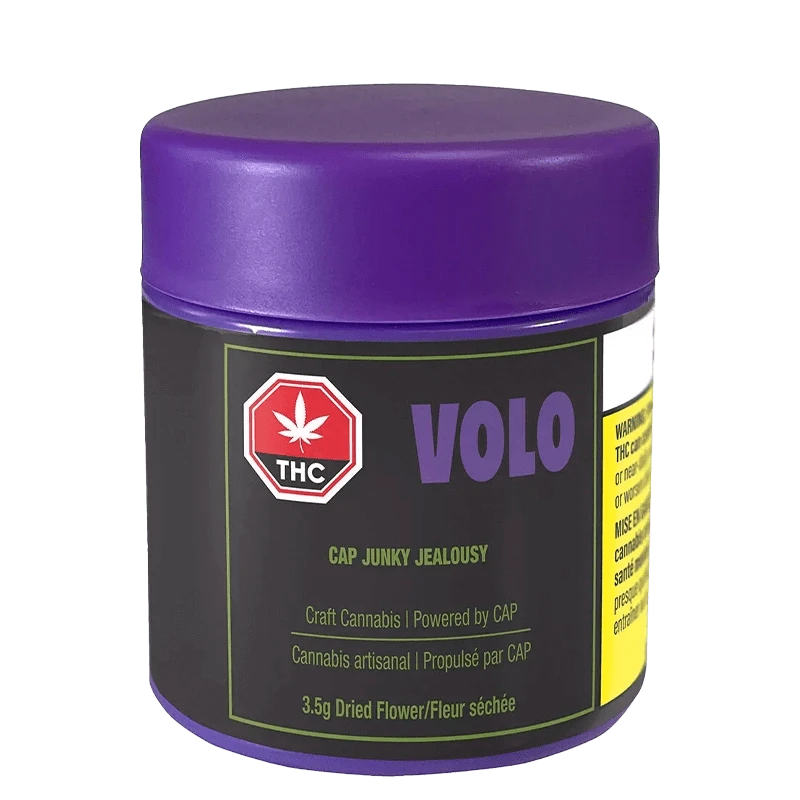 Front view of the CAP Junky Jealousy package, displaying bold text over a dark blue background with a warning label.