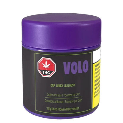 Front view of the CAP Junky Jealousy package, displaying bold text over a dark blue background with a warning label.