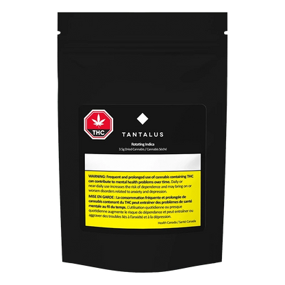 Rotating Sativa box against a black background displays health warnings in French.