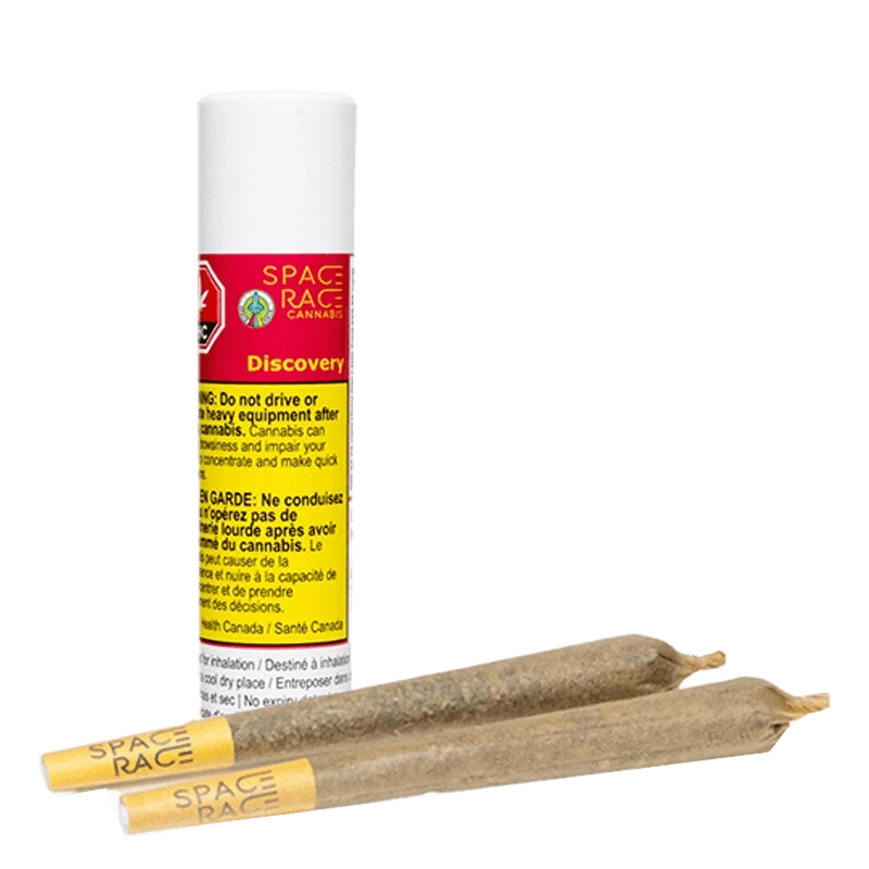 Close-up shot of the Discovery Pre Rolled 2 x 1 g packaging, showcasing the branding on a light background.