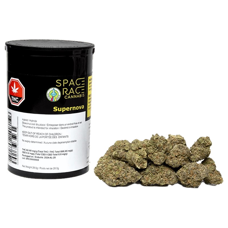Front view of the Space Race Supernova package, displaying the product's branding and text on a white background.