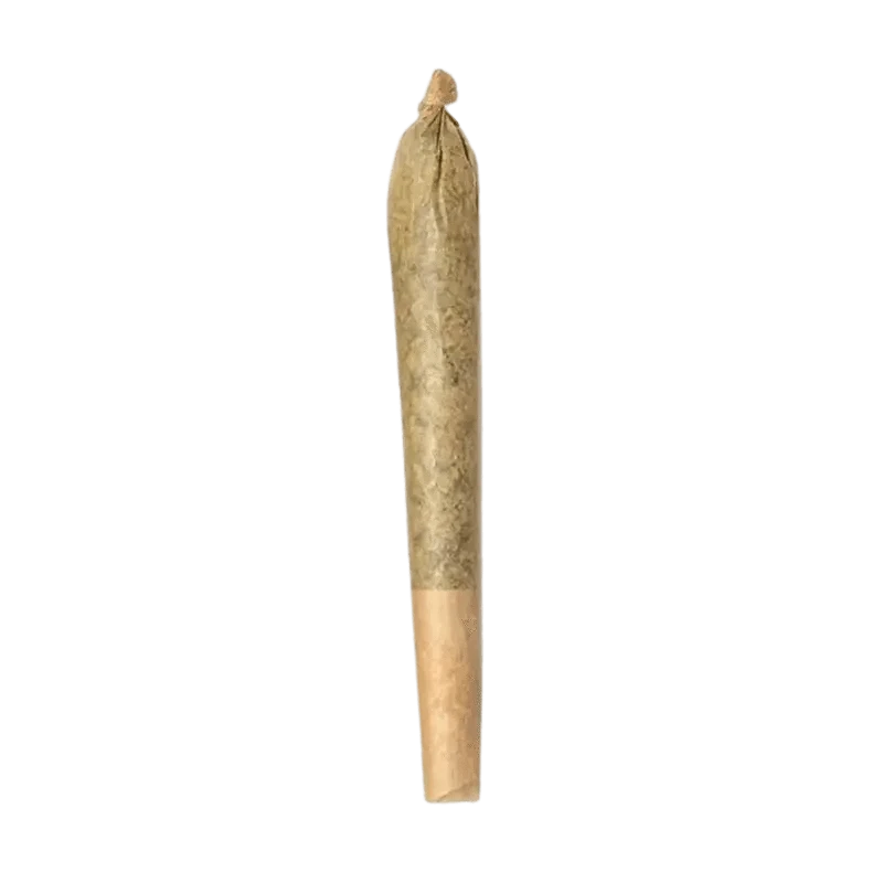 A close-up view of the Gluerangutan Pre Rolled 1 x 1 g, showing a cylindrical paper roll with a textured surface.
