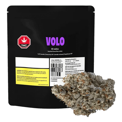Front view of the “lil volos” packaging, displaying the brand name and product information against a white background.