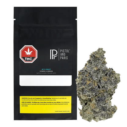 Front view of the BC's Finest package, featuring a bold black and white design with red accents, and visible French text.