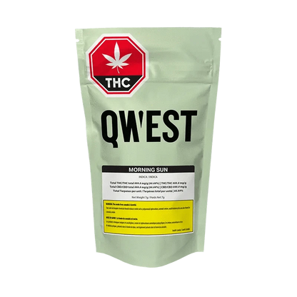 Front view of the Qwest Morning Sun package, featuring bold white lettering on a black background.