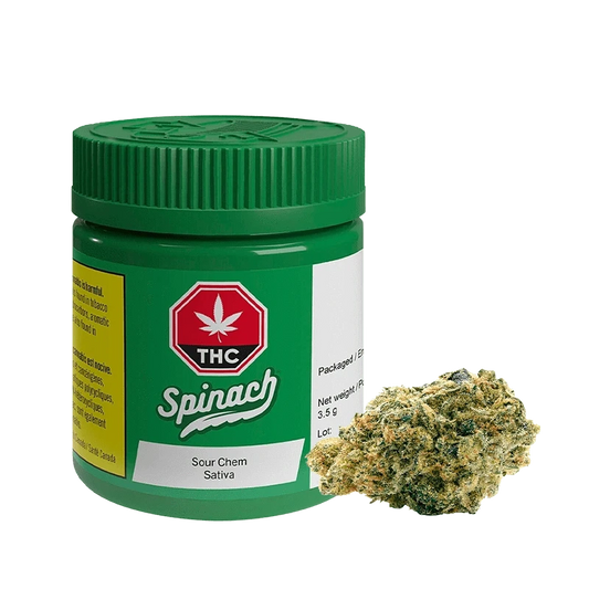 Front view of the Spinach Sour Chem product packaging with visible text and branding details on a white background.