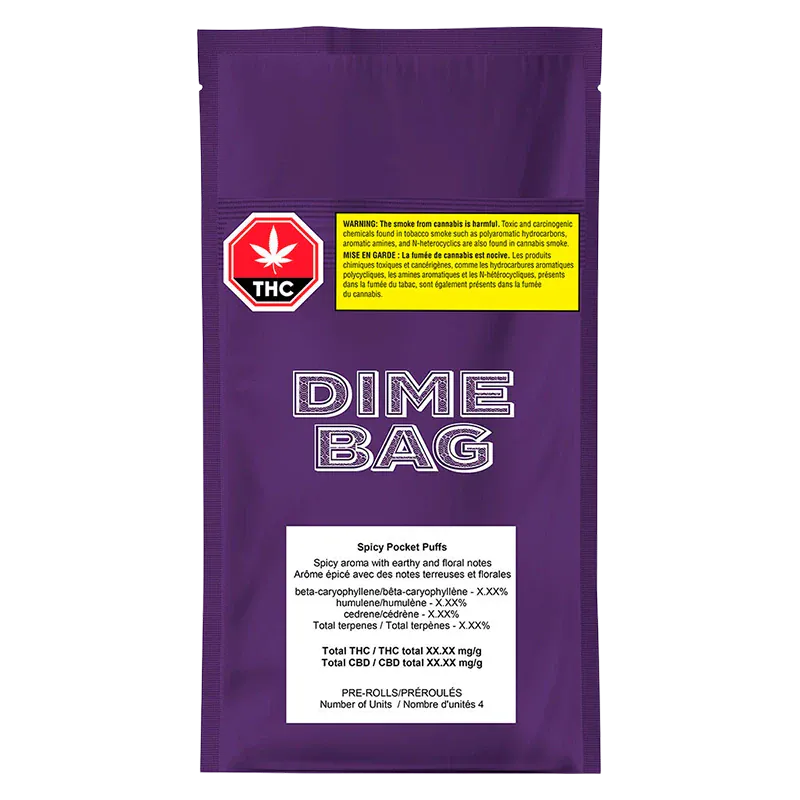 Dime Bag 2 g Dime Bag Spicy Pocket Puffs 4x0.5g Portable Cannabis Hybrid Joints