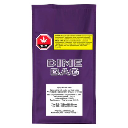 Dime Bag 2 g Dime Bag Spicy Pocket Puffs 4x0.5g Portable Cannabis Hybrid Joints