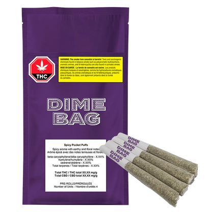 Dime Bag 2 g Dime Bag Spicy Pocket Puffs 4x0.5g Portable Cannabis Hybrid Joints