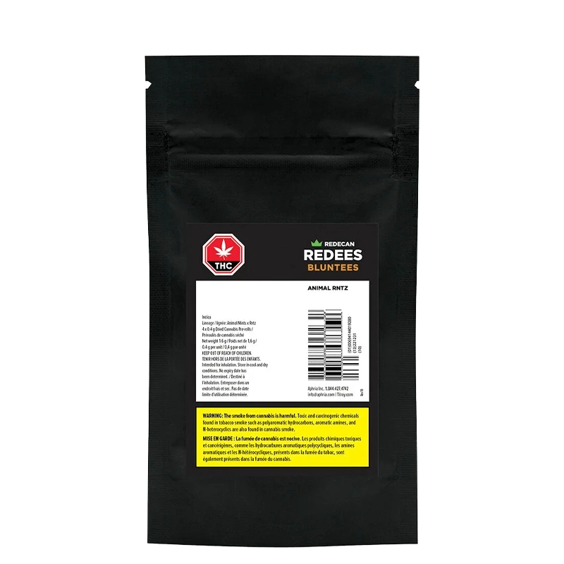 Animal Rntz Blunders Close-up of the Animal Rntz Redees Blunts packaging, featuring bold red ...