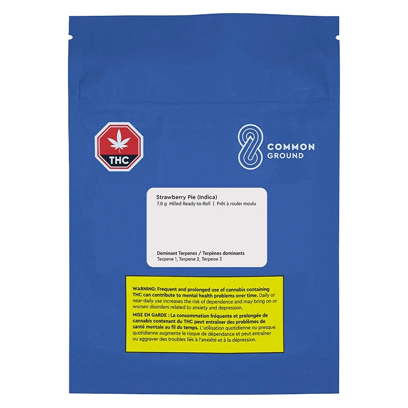 Close-up of the Strawberry Pie Milled Ready to Roll package displaying warnings about potential health risks.