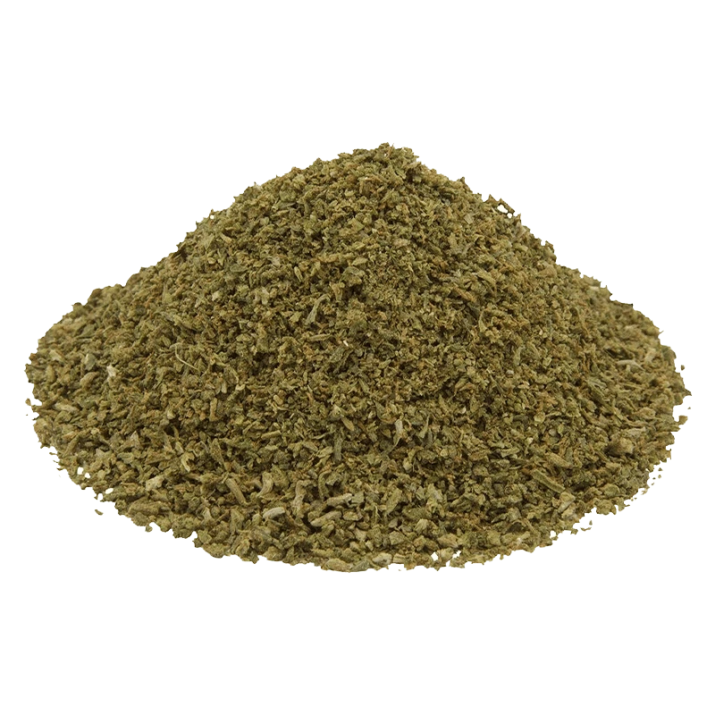 A top-down view of finely milled Strawberry Pie Ready to Roll, displaying a textured, granular arrangement against a plain white background.