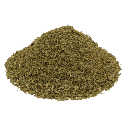 A top-down view of finely milled Strawberry Pie Ready to Roll, displaying a textured, granular arrangement against a plain white background.