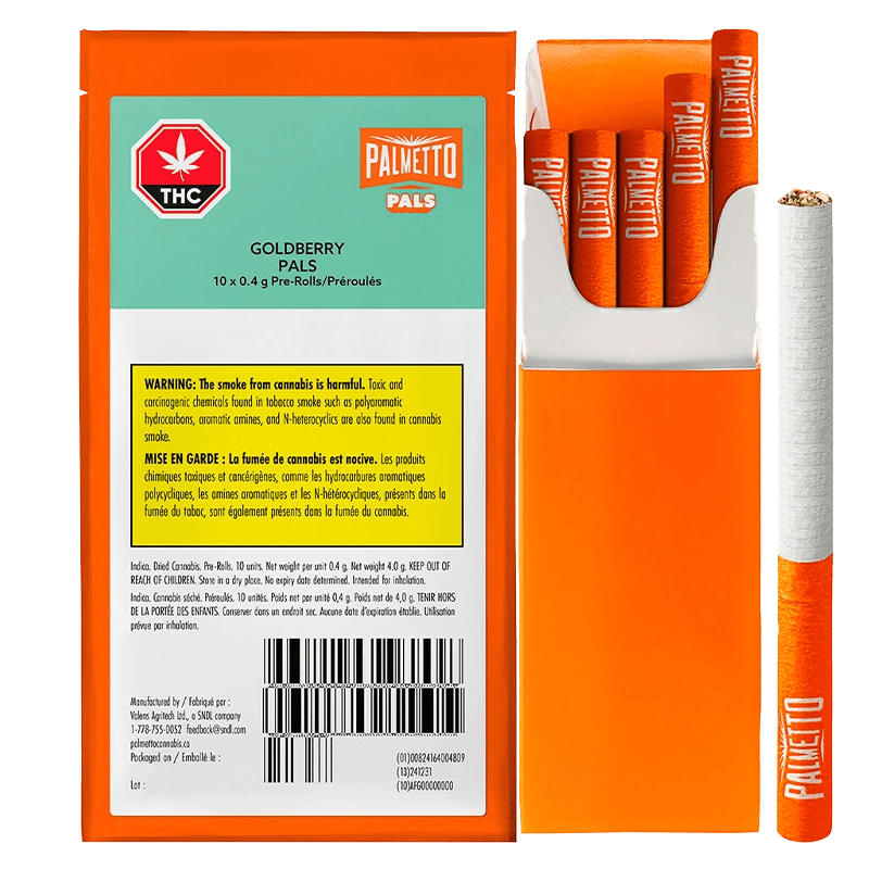 Palmetto Goldberry Pals Indica Cannabis Pre-Rolls, 10x0.4g: Lowest