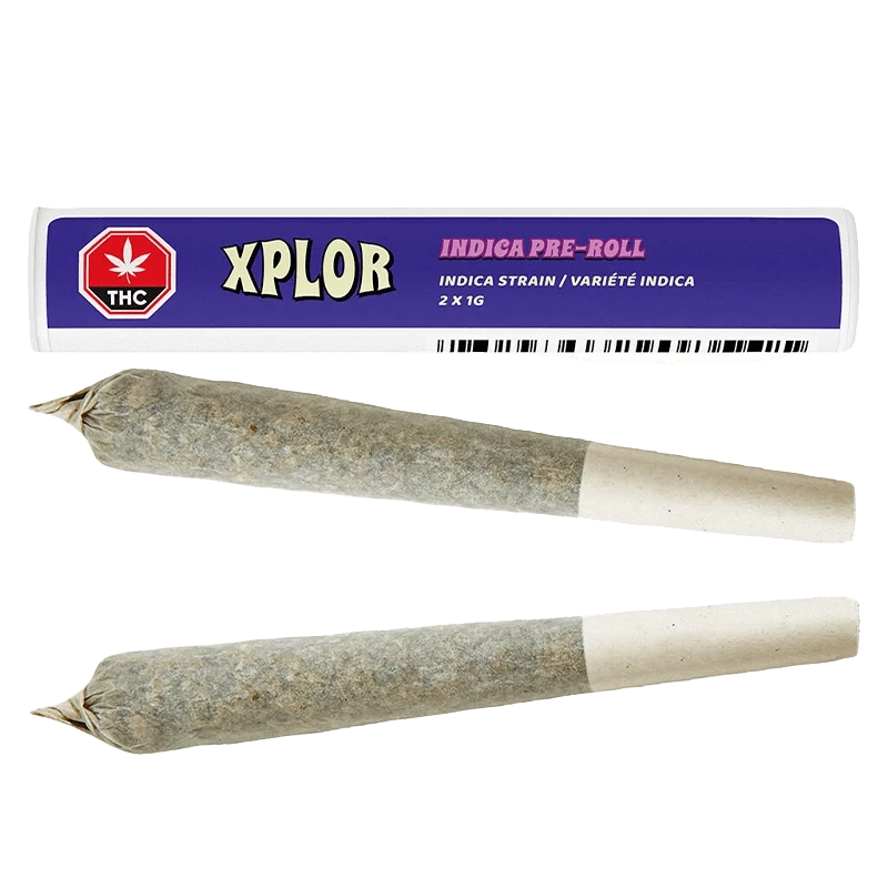 Front view of the Indica Pre Rolled 2 x 1 g pre-rolls against a plain white background.
