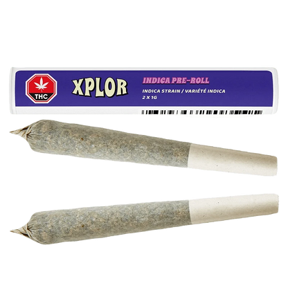Front view of the Indica Pre Rolled 2 x 1 g pre-rolls against a plain white background.