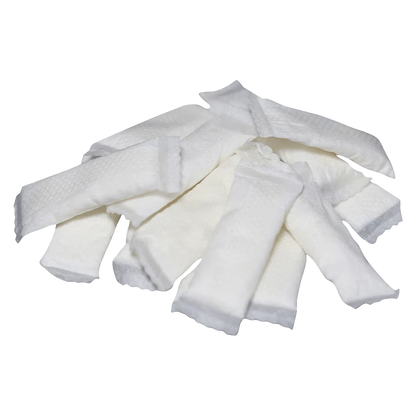 Overhead view of several Dab N Dips Cherry treats scattered across a white surface.