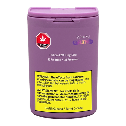 Front view of the 420 King Size Pre Rolled 25 x 0.7 g package, displaying branding elements against a black background.