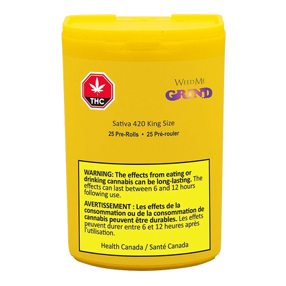 Close-up of the 420 King Size Pre Rolled 25 x 0.7 g packaging, highlighting the bold logo and branding elements on a dark background.