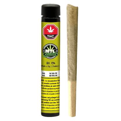 A close-up of the 91 Ox Pre Rolled 3 x 0.5 g package against a dark background, displaying its branding and product details.