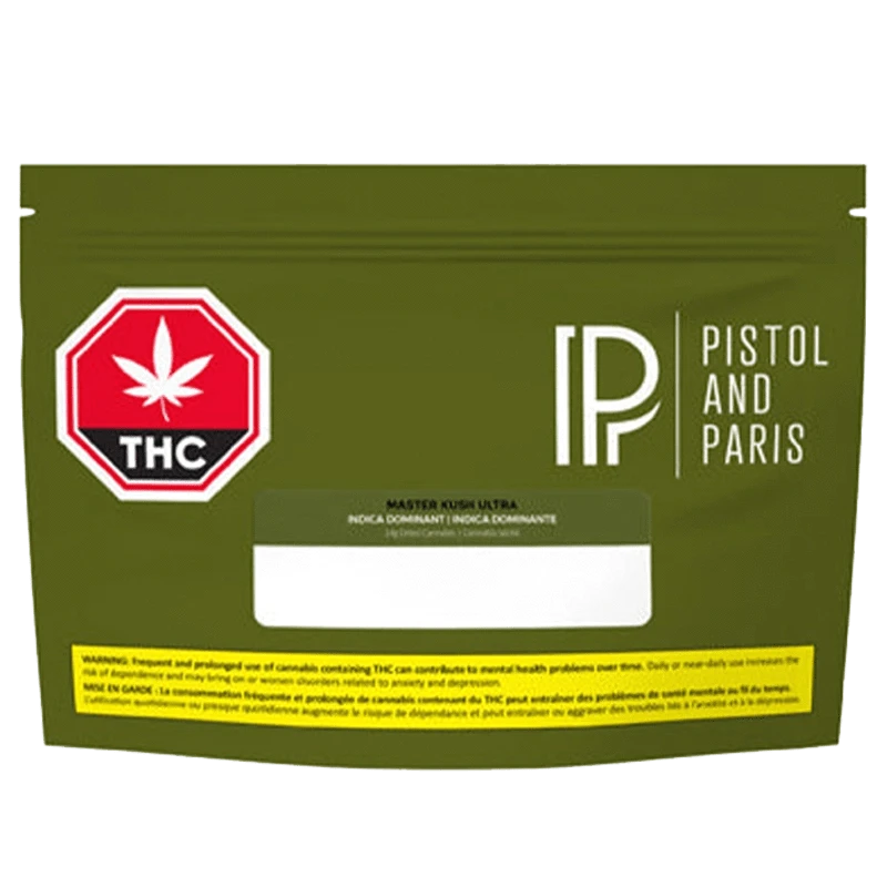 Front view of the Master Kush Ultra packaging, displaying a modern, dark design with white branded lettering.