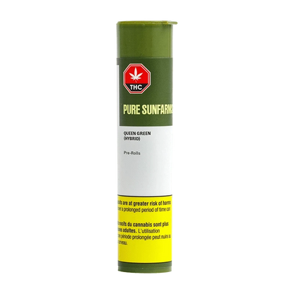 Close-up of the Queen Green Pre Rolled 5 x 0.5 g package, showing its branding and labeling against a neutral background.