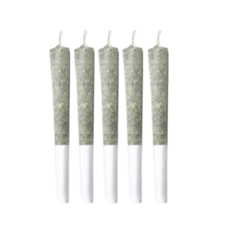 Front view of five 0.5g units of Permanent Kimera PR, with a green hue and simple cylindrical shape.