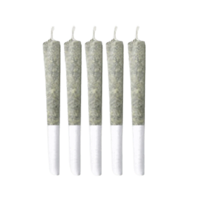 Front view of five 0.5g units of Permanent Kimera PR, with a green hue and simple cylindrical shape.