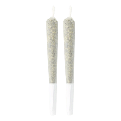 Front view of two 1 gram Double Baked Cake Pre Rolled packages against a stark white background.