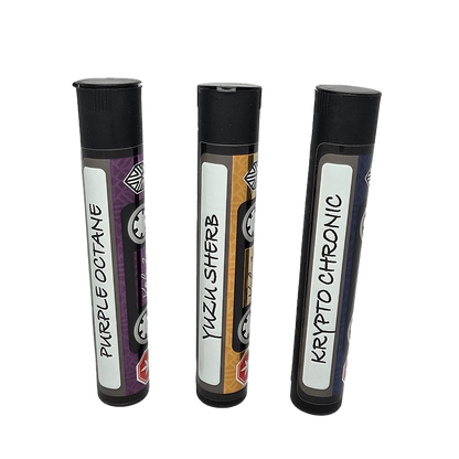 A straight-on view of the Mixtape Multipack V.2 PR, showcasing six small, packaged cartridges against a plain white background.