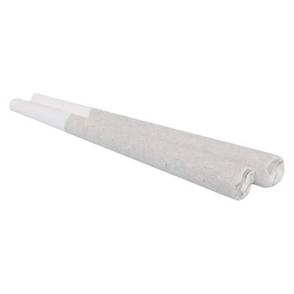 A close-up view of the Double Dutchies: Double Up Pre Rolled 2 x 1 g pre-rolled cones, angled slightly against a plain white background.