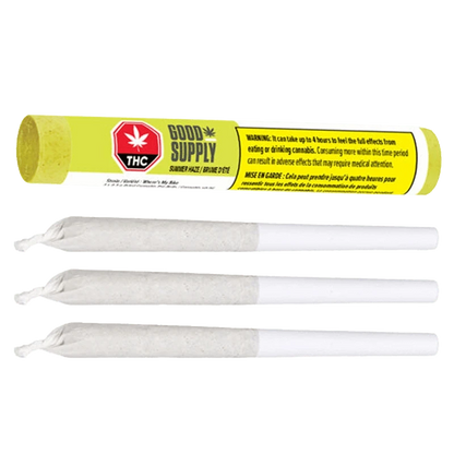 Close-up of the Summer Haze Pre Rolled 3 x 0.5 g pre-rolls against a dark background, showcasing the branded packaging details.