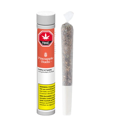 Front view of the Purple G*Shers Pre Rolled 1 x 0.5 g pre-roll against a white background, displaying its branded packaging.