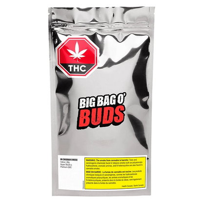 Front view of the UK Cheddar Cheese package, displaying bold typography on a black background with a warning label.