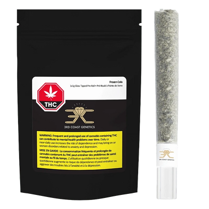 Front view of the Frozen Cola Glass Tip 1 x 1 g, displaying a warning against potential health risks.