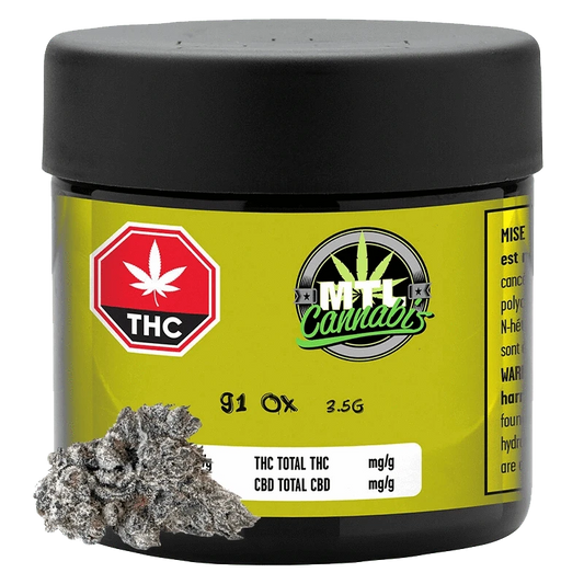 Close-up of the 91 Ox container with a green and white label against a dark background.