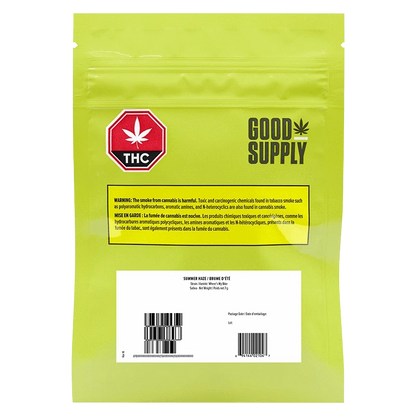 Front view of the “Summer Haze” package with a black background and white lettering, displaying a warning message.