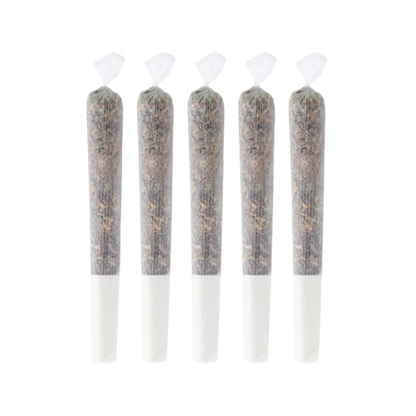 Five Pineapple Haze Pre Rolled 0.5 g pre-rolls arranged in a clean, minimalist composition against a white background.