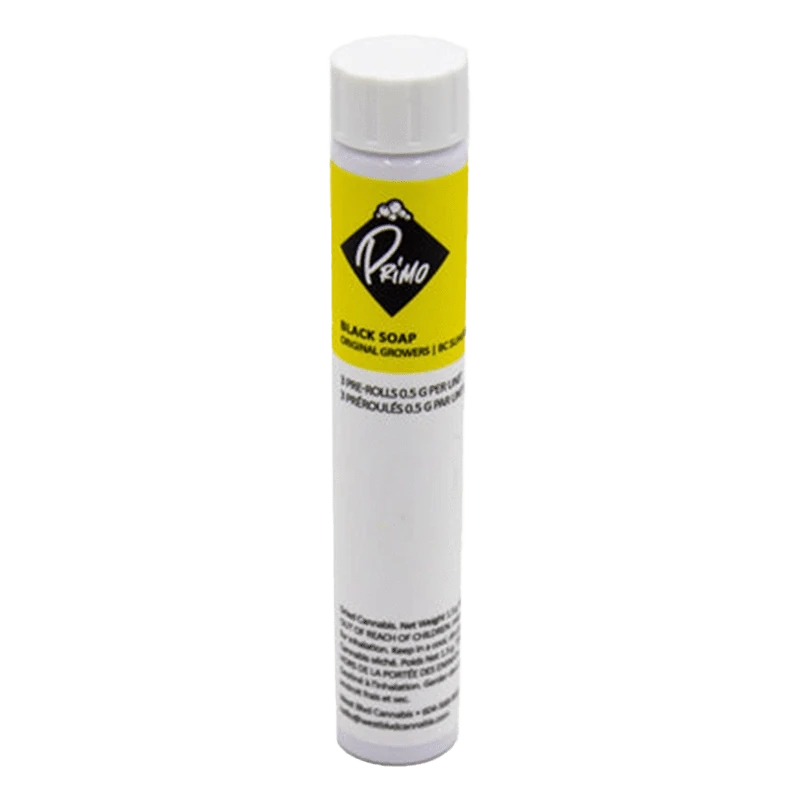 Front view of the BC Sungrown Black Soap Pre Rolled 3 x 0.5 g package, showing its label against a plain white background.